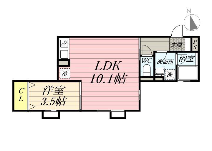 クレール(1LDK/2階)の間取り写真