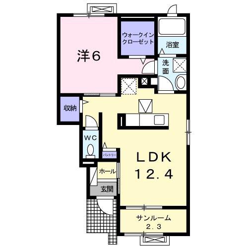 マウントック・フェザント(1LDK/1階)の間取り写真
