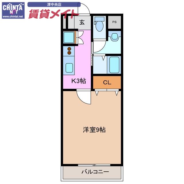 マンション芸濃(1K/2階)の間取り写真