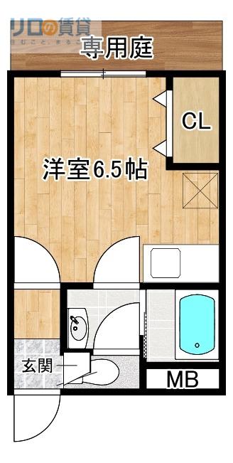 グレード山中1(ワンルーム/1階)の間取り写真