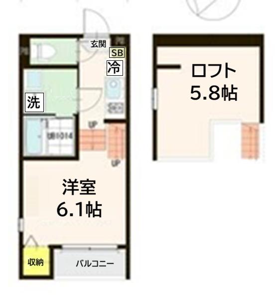 チサリテラスIII(1K/2階)の間取り写真
