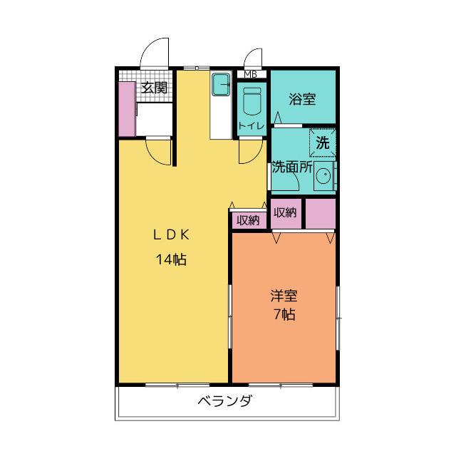シャンボール(1LDK/4階)の間取り写真