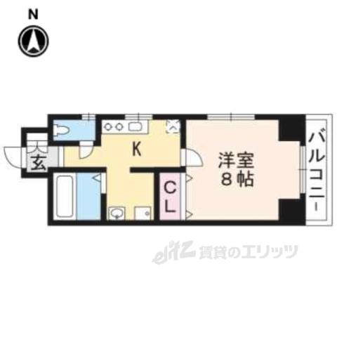 ハウスオウミ長等マンション(1K/4階)の間取り写真