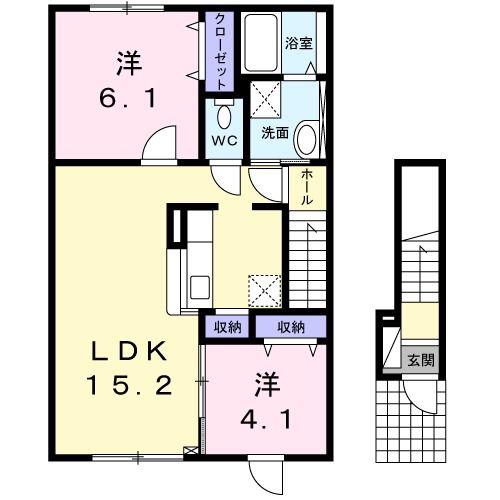 ル・シエル(2LDK/2階)の間取り写真