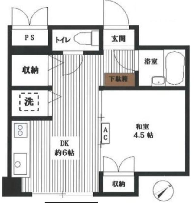APEX赤門町(1DK/2階)の間取り写真