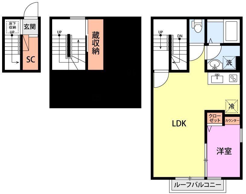ベルアヴェニール本町(1LDK/2階)の間取り写真