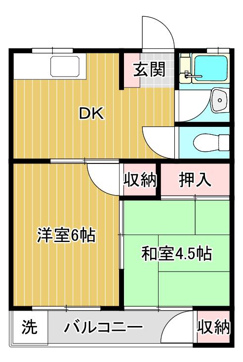 佐伯コーポ(2DK/2階)の間取り写真