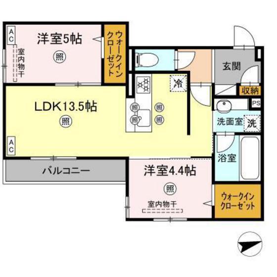 ミネット舟入南(2LDK/2階)の間取り写真