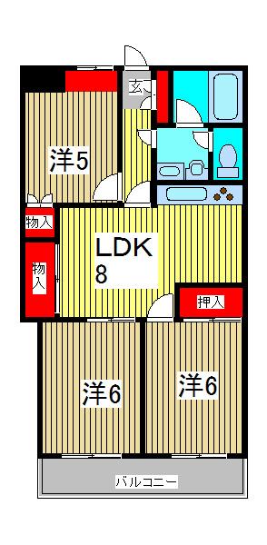 フローラレジデンス川口(3DK/5階)の間取り写真