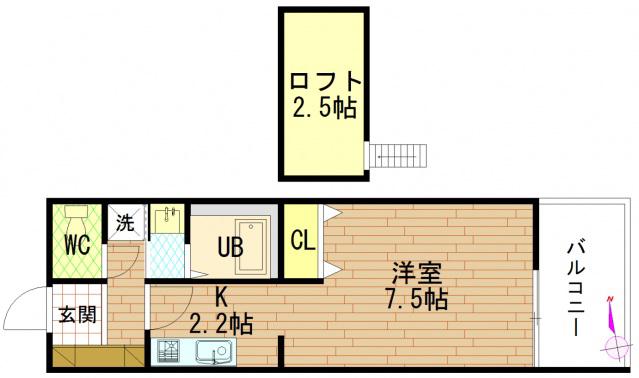 グラビスコート紙屋町(ワンルーム/5階)の間取り写真