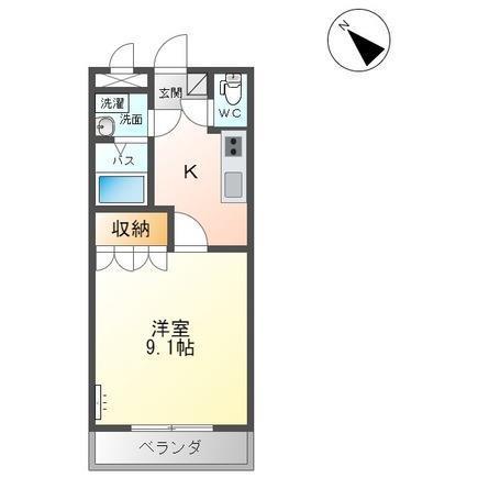 コンフォート堰添(1K/2階)の間取り写真