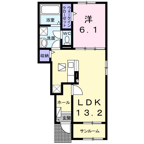 アヴァンザーレ(1LDK/1階)の間取り写真