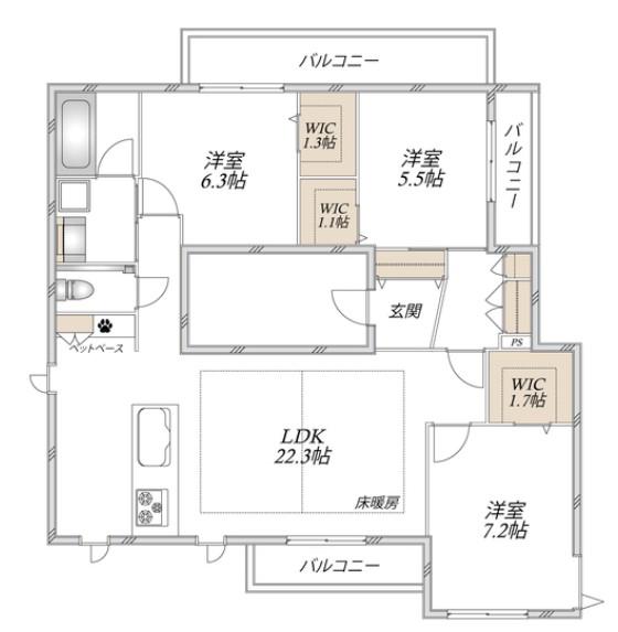 グレイスタウン上北沢(3LDK/3階)の間取り写真