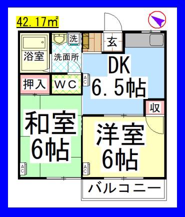 AF ソフィテルメゾン(2DK/2階)の間取り写真