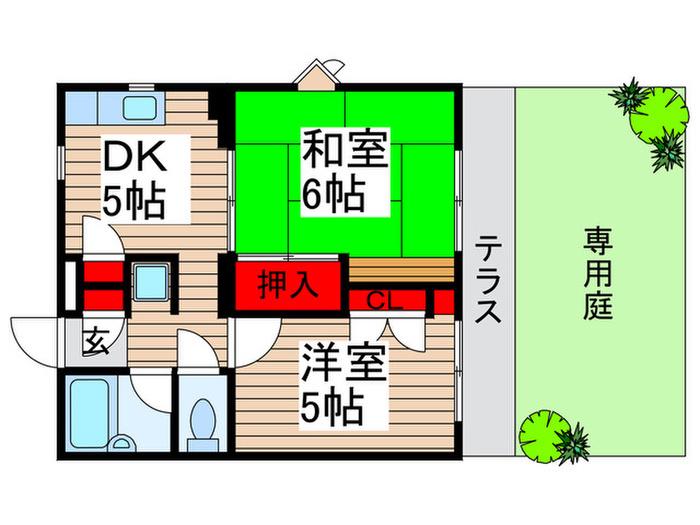 ファミール常盤平(2DK/1階)の間取り写真
