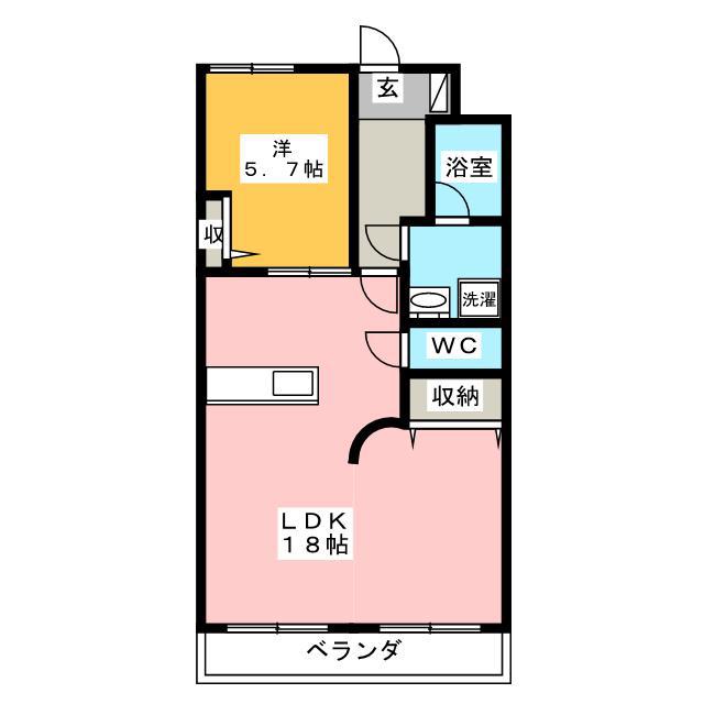 ウキマパークコート(1LDK/2階)の間取り写真