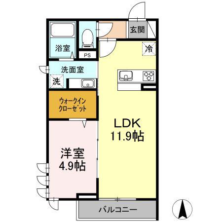 グランドツリー久が原(1LDK/2階)の間取り写真