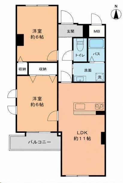 メゾンM.K(2LDK/1階)の間取り写真