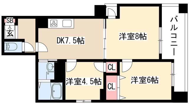 おがわビル(3DK/5階)の間取り写真