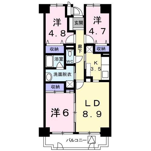 シャンヴェール柏(3LDK/7階)の間取り写真