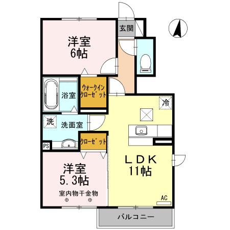 コンフォルト(2LDK/1階)の間取り写真