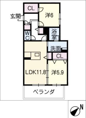 シャーメゾンM・A(2LDK/3階)の間取り写真