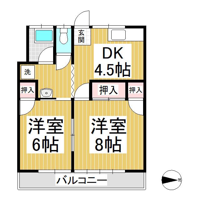 幸将アパート(2DK/2階)の間取り写真