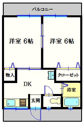 穴沢コーポ(2K/2階)の間取り写真