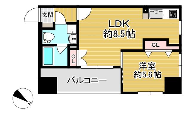 エフパルク県庁前(1LDK/2階)の間取り写真