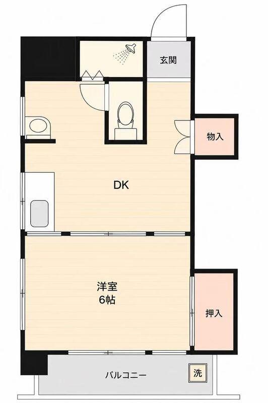 駒形マンション(1DK/3階)の間取り写真