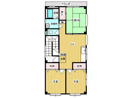 ファミールI(3DK/2階)の間取り写真