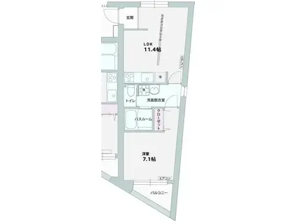 パークサイド一番町(1LDK/2階)の間取り写真