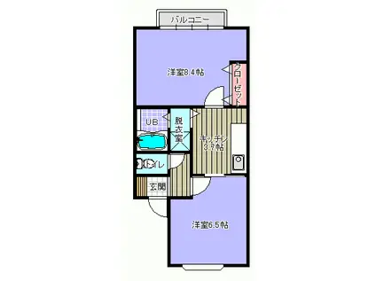 パークサイドハイツ(2K/1階)の間取り写真