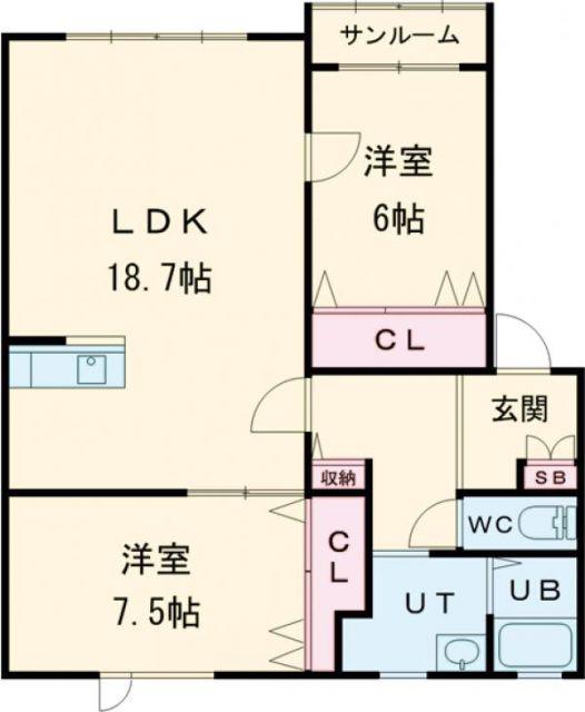 ヴィラージュ東浜(2LDK/3階)の間取り写真