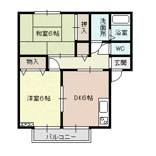 パティオ31(2DK/2階)の間取り写真