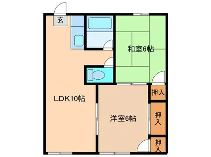 コーポ野田 2号棟(2LDK/2階)の間取り写真