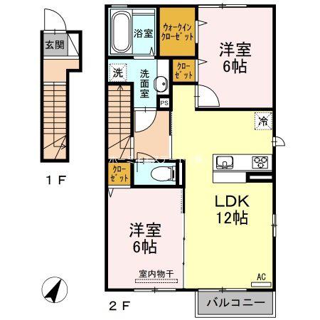 アドラブール H棟(2LDK/2階)の間取り写真