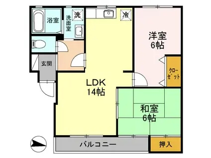 KAKU BLD(2LDK/3階)の間取り写真