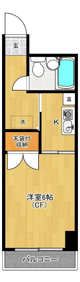 グリーンフォレスト蔵前(1K/2階)の間取り写真