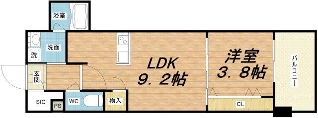 RJRプレシア南堀江(1LDK/3階)の間取り写真