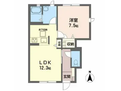 ヒカリハイツ A(1LDK/1階)の間取り写真