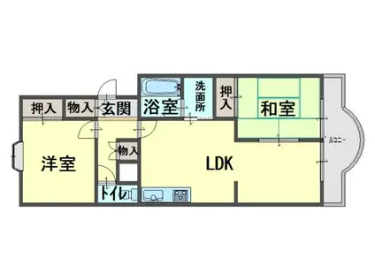 マンションミワI(2LDK/2階)の間取り写真
