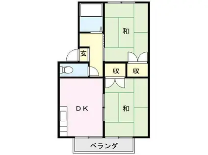 サンライフK(2DK/2階)の間取り写真