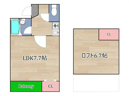 ペルソナI(1K/4階)の間取り写真