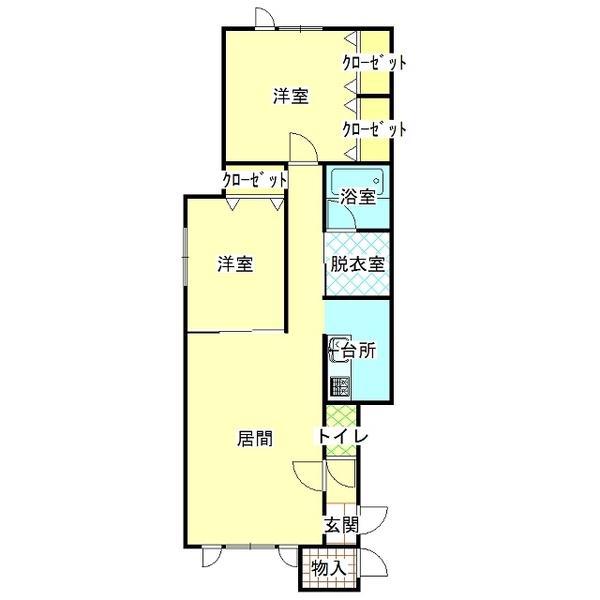 ノンノ B棟(2LDK/1階)の間取り写真