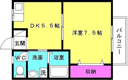 アメニティコーポ(1DK/1階)の間取り写真