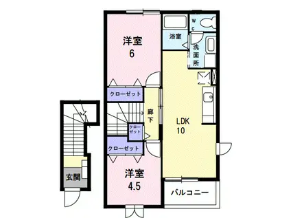 FRANCCOLLINE(2LDK/2階)の間取り写真