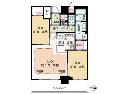 大阪ひびきの街 ザ・サンクタスタワー(2LDK/25階)の間取り写真