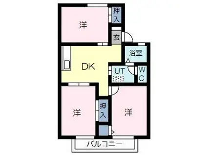 ハイツ恵 B(3DK/2階)の間取り写真