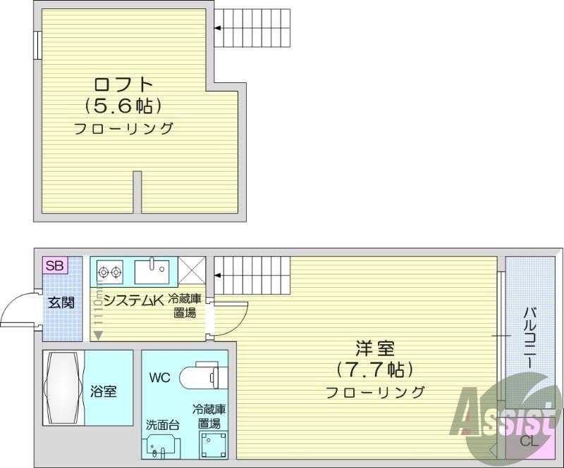 ミニステラ(1K/2階)の間取り写真